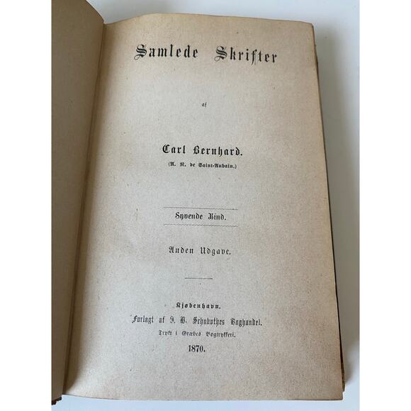 1870 Antique VII-VIII Samlede Skrifter by Carl Bernhard Hardcover Danish Book - Picture 7 of 9